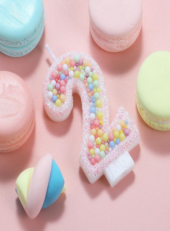 IDIJOLI Pastel Macaron 2nd Birthday Candle Sweet Pink Number 2 Candle Cake Topper Cupcake Decorations for Girls and Women Party Decor Anniversary Celebrations Supplies - Image 2
